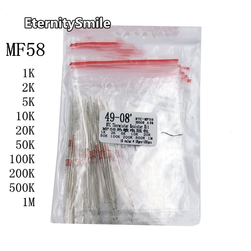 Free Ship 100pcs/lot 10value x 10pcs NTC MF58 3950B ±5% Series 1K 2K 5K 10K 20K 50K 100K 1M NTC Thermistor Kit
Free Ship 100pcs/lot 10value x 10pcs NTC MF58 3950B ±5% Series 1K 2K 5K 10K 20K 50K 100K 1M NTC Thermistor Kit