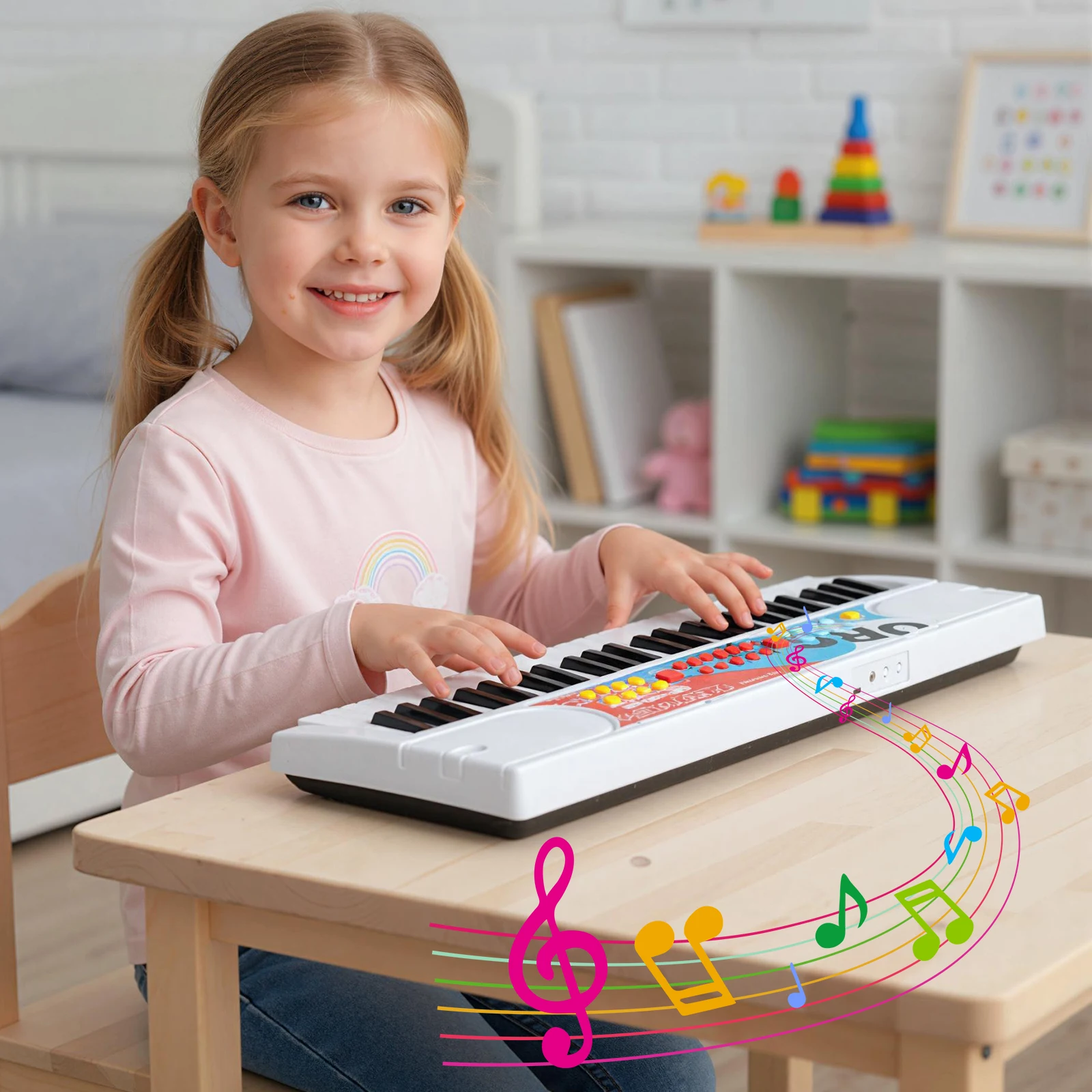 Kids Piano Keyboard 49 Keys Portable Electric Keyboard Piano with 8 Rhythms 8 Tones-White
Kids Piano Keyboard 49 Keys Portable Electric Keyboard Piano with 8 Rhythms 8 Tones-White