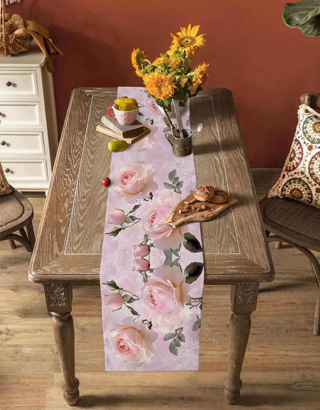 Nature Pink Rose Flower Table Runner Dining Table Decoration for Home Party Indoor
Nature Pink Rose Flower Table Runner Dining Table Decoration for Home Party Indoor