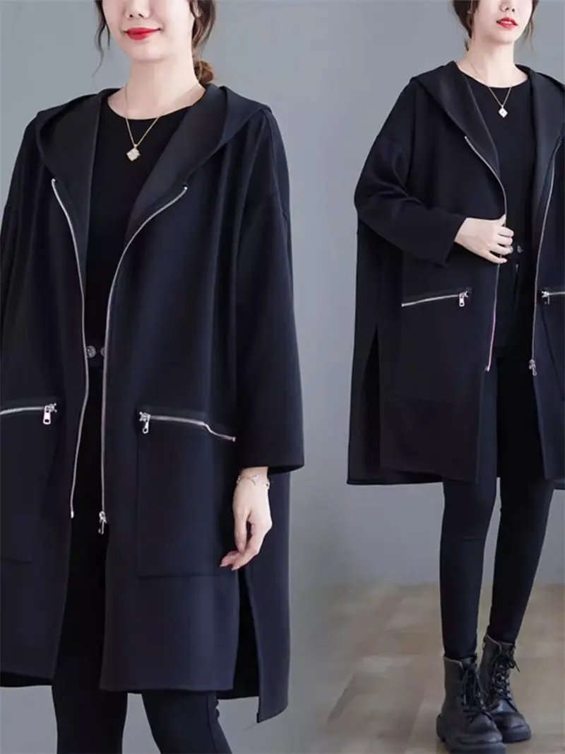 Mid Length Trendy Stylish Trench Coat 2024 Spring Autumn/Winter Oversized Women's Clothing Korean Hooded Loose Outerwear K403
Mid Length Trendy Stylish Trench Coat 2024 Spring Autumn/Winter Oversized Women's Clothing Korean Hooded Loose Outerwear K403