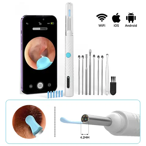 4.2MM WiFi Endoscoop 1080P Camera voor iPhone/Android Draadloze oorscope met oorsmeerverwijderingshulpmiddelen voor oorreiniging Huidcontrole