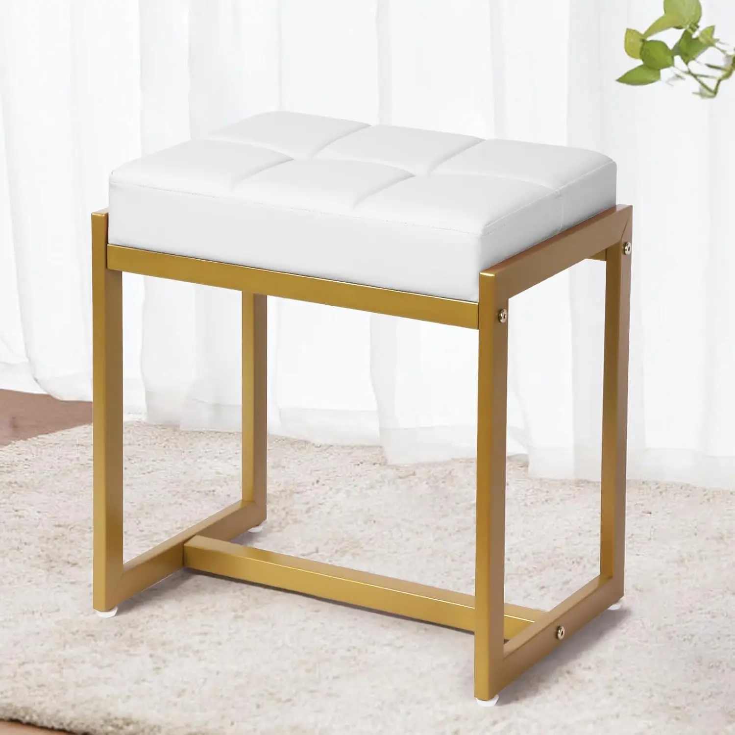 Vanity Stool with Gold Legs, Faux Leather Makeup Bench for Bedroom, Modern Ottoman Foot Rest
Vanity Stool with Gold Legs, Faux Leather Makeup Bench for Bedroom, Modern Ottoman Foot Rest