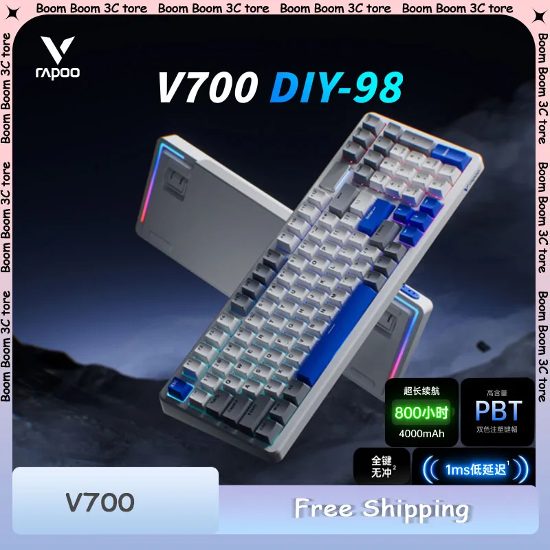 Rapoo V700DIY-98 Mechanical Keyboard Tri-mode Wireless Hot Swap Gasket RGB V Hub 4000mAh Custom E-sport Laptop Gaming Keyboard
Rapoo V700DIY-98 Mechanical Keyboard Tri-mode Wireless Hot Swap Gasket RGB V Hub 4000mAh Custom E-sport Laptop Gaming Keyboard