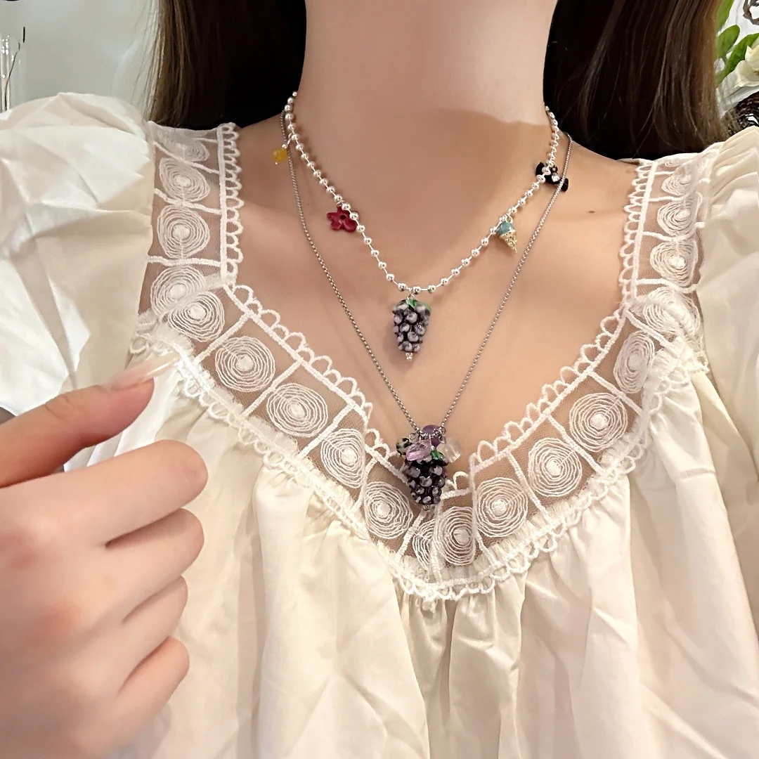 DUTRIEUX Charm Summer Colorful Multi-Element Star Grape Pendants Necklace Dopaamine Clavicle Chain Sweet Girl Choker Jewelry
DUTRIEUX Charm Summer Colorful Multi-Element Star Grape Pendants Necklace Dopaamine Clavicle Chain Sweet Girl Choker Jewelry