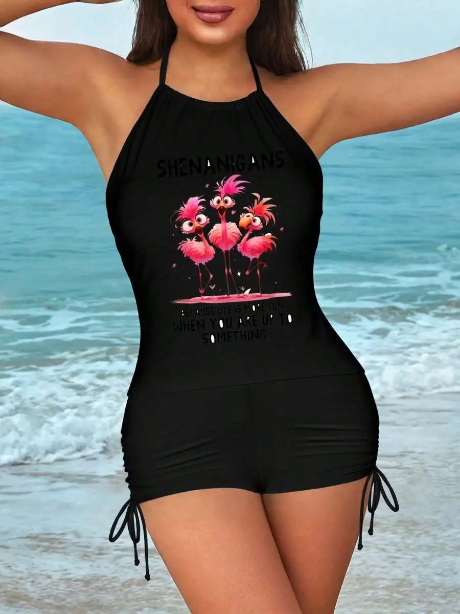 Womens Flamingo Graphic Tankini Set With Drawstring Shorts Modest Tummy Control Swimsuit Beach Vacation Swimwear
Womens Flamingo Graphic Tankini Set With Drawstring Shorts Modest Tummy Control Swimsuit Beach Vacation Swimwear