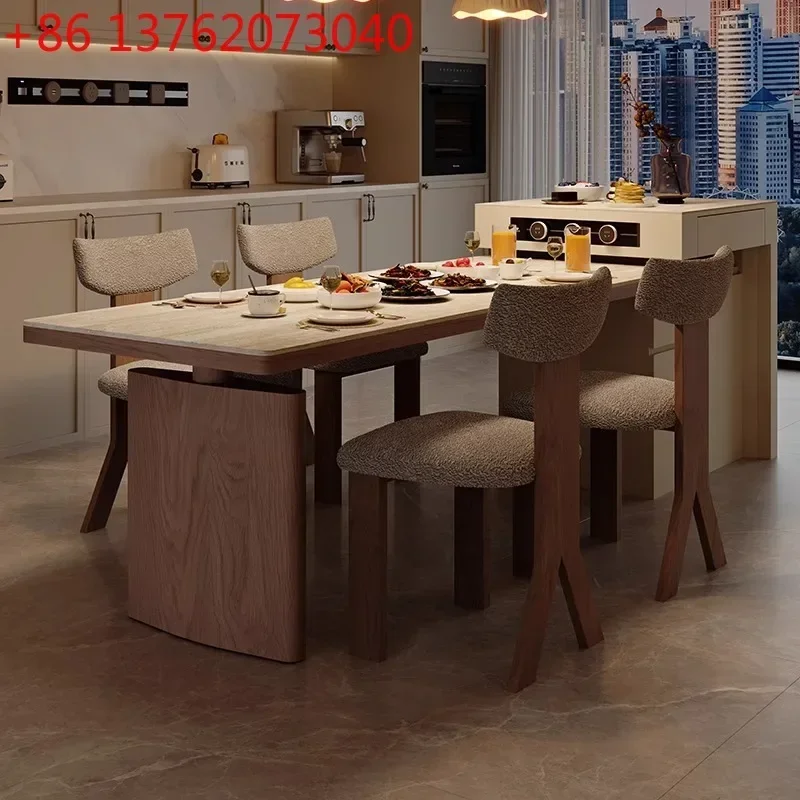 French medieval travertine rock slab retractable island table integrated household multi-functional island table
French medieval travertine rock slab retractable island table integrated household multi-functional island table
