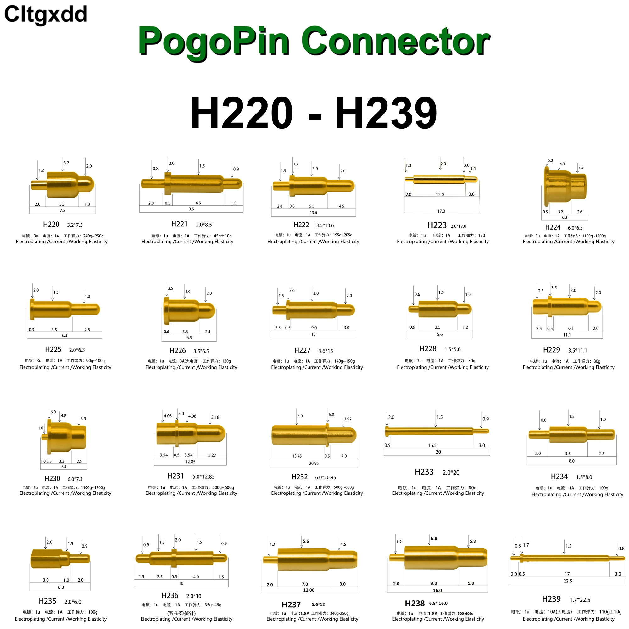5PCS H220-H239 1A 1.8A 3A Pogo pin connector pogopin Battery spring Loaded Contact SMD needle PCB Test Probe 3.2 2.0 3.5 6.0 3.6
5PCS H220-H239 1A 1.8A 3A Pogo pin connector pogopin Battery spring Loaded Contact SMD needle PCB Test Probe 3.2 2.0 3.5 6.0 3.6