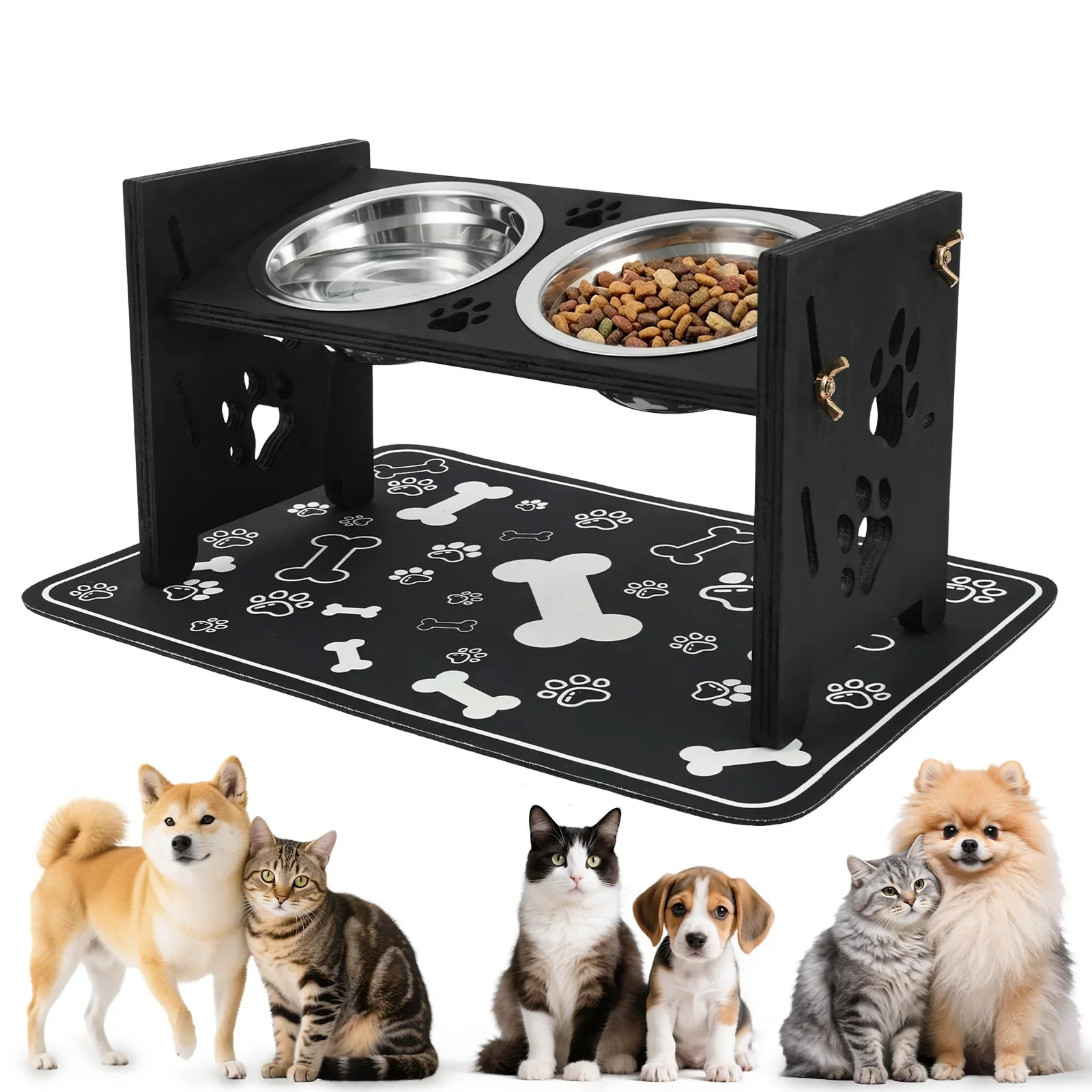 Elevated Dog Feeder Bowls Adjustable Raised Stand with Double Stainless Steel Food Water Bowls Small Medium Large Dogs
Elevated Dog Feeder Bowls Adjustable Raised Stand with Double Stainless Steel Food Water Bowls Small Medium Large Dogs