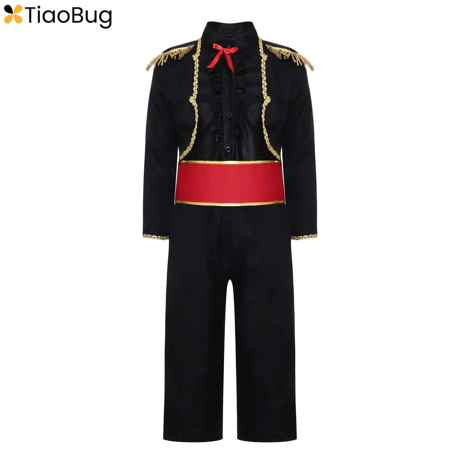 Girls Boys Halloween Spanish Bullfighter Cosplay Costume Flamenco Clothes Stand Collar Long Sleeve Gold Tassel Top+Pants+Belt
Girls Boys Halloween Spanish Bullfighter Cosplay Costume Flamenco Clothes Stand Collar Long Sleeve Gold Tassel Top+Pants+Belt