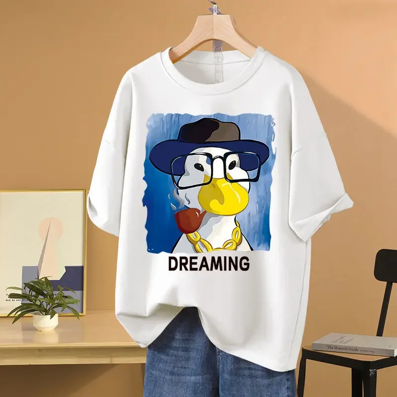 Women Chic Y2k Cartoon Printed T-shirt Summer Loose O-neck Short Sleeve All Cotton Pullover Basics Top Tee
Women Chic Y2k Cartoon Printed T-shirt Summer Loose O-neck Short Sleeve All Cotton Pullover Basics Top Tee