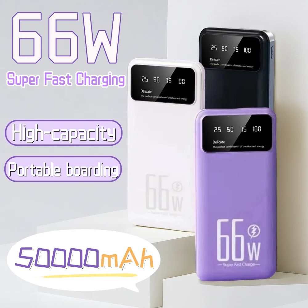Digital Display Fast Charging 50000mAh Power Bank 66W Ultra-thin Portable External Battery Ultra Fast Charging Large Capacity
Digital Display Fast Charging 50000mAh Power Bank 66W Ultra-thin Portable External Battery Ultra Fast Charging Large Capacity
