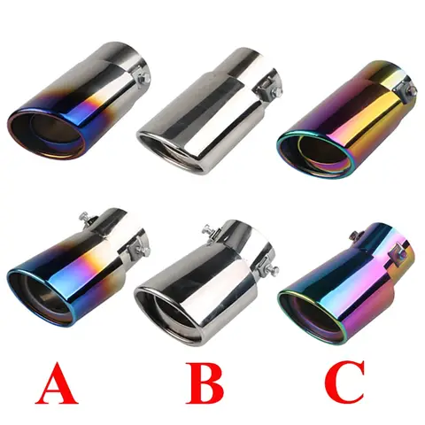 63mm Car Refitted Exhaust Tail Tip Pipe Single Outlet Throat Car Universal Stainless Steel Round Pipe Exhaust Silencer Muffler