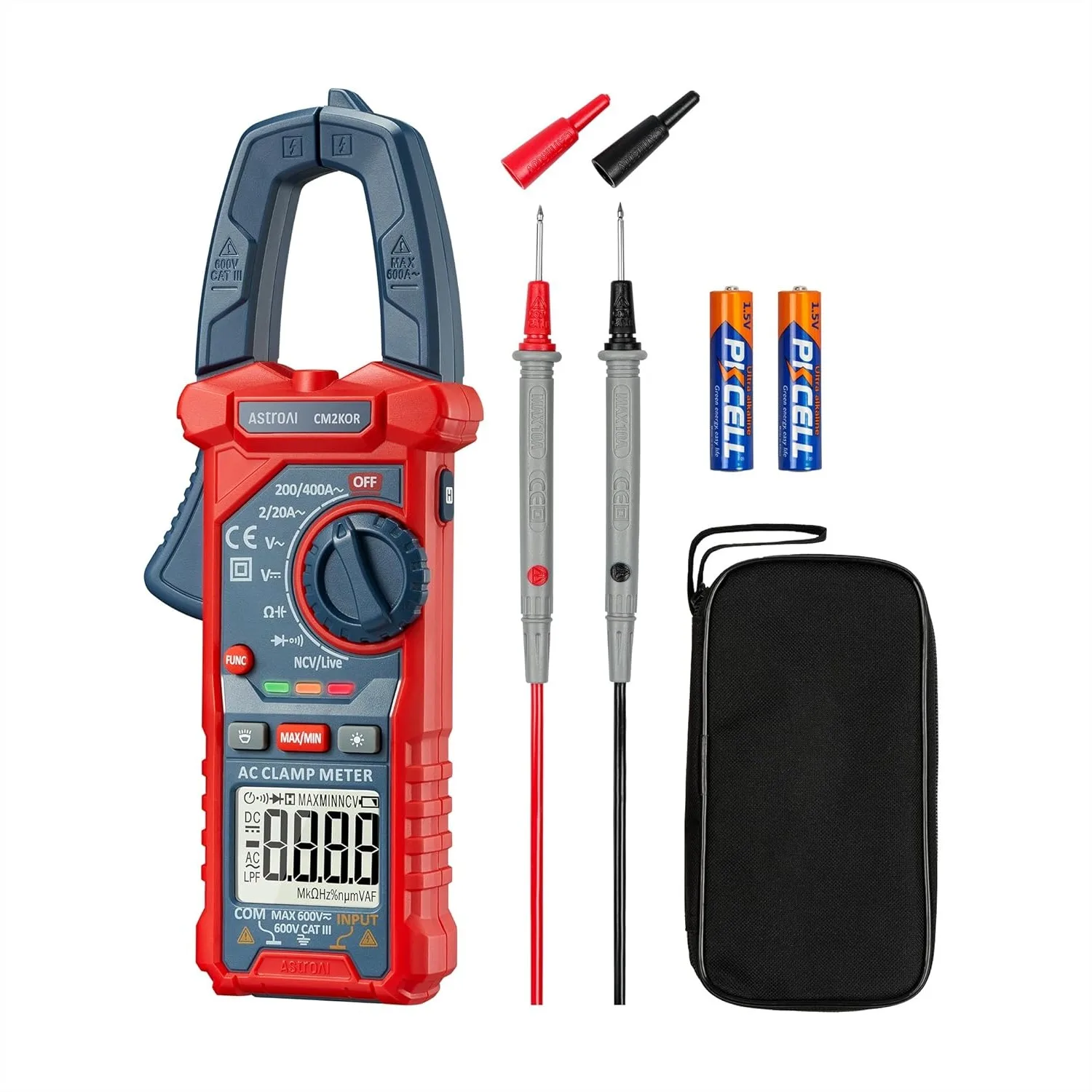 Digital Clamp Meter Multimeter 2000 Counts Auto-ranging Tester with AC/DC Voltage, AC Current, NCV, Live Wire Test, Blue
Digital Clamp Meter Multimeter 2000 Counts Auto-ranging Tester with AC/DC Voltage, AC Current, NCV, Live Wire Test, Blue