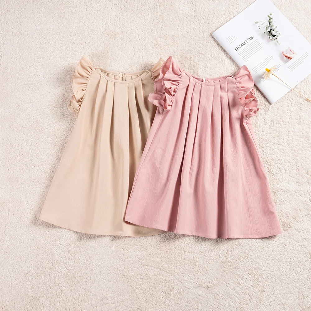 1-5 Ages New Baby Girls Ruffle Trim Plicated Dress Casual Solid Color Dresses Kids Fashion Summer Daily Clothing Clothes
1-5 Ages New Baby Girls Ruffle Trim Plicated Dress Casual Solid Color Dresses Kids Fashion Summer Daily Clothing Clothes