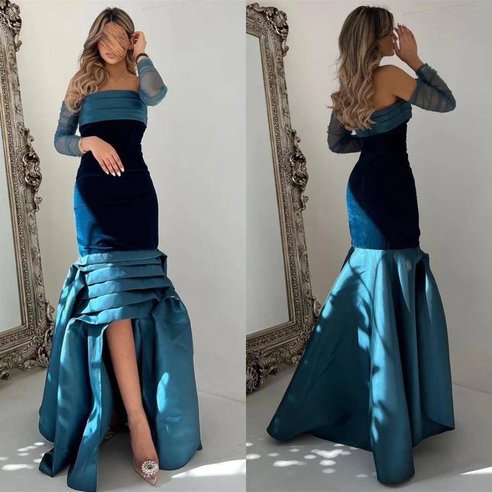 Customized Classic Blue Jersey Evening Dress Temperament Detachable Sleeve Long Sleeves Contrast Color Bespoke Occasion Gowns
Customized Classic Blue Jersey Evening Dress Temperament Detachable Sleeve Long Sleeves Contrast Color Bespoke Occasion Gowns