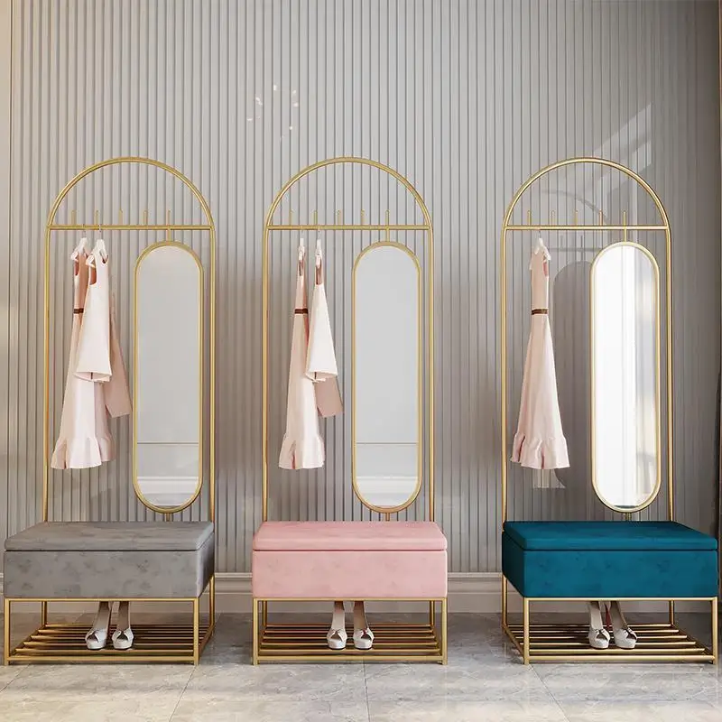 Custom. Nordic Light luxury coat rack with rotating full-length mirror bedroom floor room clothes rack storage rack shoes Changi
Custom. Nordic Light luxury coat rack with rotating full-length mirror bedroom floor room clothes rack storage rack shoes Changi