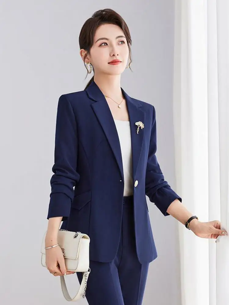 Autumn Winter Women Solid Elegant Long Sleeves Single Button Blazer Jacket + High Waist Trousers Fashion Festival Two Piece Suit
Autumn Winter Women Solid Elegant Long Sleeves Single Button Blazer Jacket + High Waist Trousers Fashion Festival Two Piece Suit