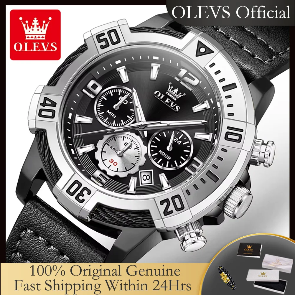 OLEVS 2999 Original Quartz Watches for Men Fashion Leather Strap Big Dial Waterproof Luminous Date Chronograph Sports Man Watch
OLEVS 2999 Original Quartz Watches for Men Fashion Leather Strap Big Dial Waterproof Luminous Date Chronograph Sports Man Watch