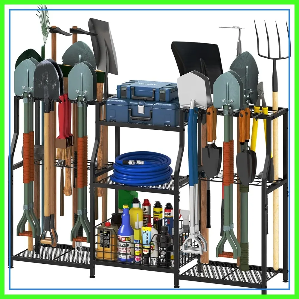 Heavy Duty Garden Tool Organizer, 3 Tier Yard Tool Tower Rack with Hooks for Garage/Shed/Basement Storage
Heavy Duty Garden Tool Organizer, 3 Tier Yard Tool Tower Rack with Hooks for Garage/Shed/Basement Storage