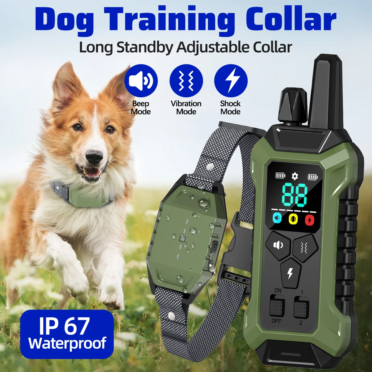 Electric Dog Training Collar Remote Control Pet Anti Bark IP67 Waterproof Rechargeable Beep Shock Vibration Type-C 3140000ft²
Electric Dog Training Collar Remote Control Pet Anti Bark IP67 Waterproof Rechargeable Beep Shock Vibration Type-C 3140000ft²