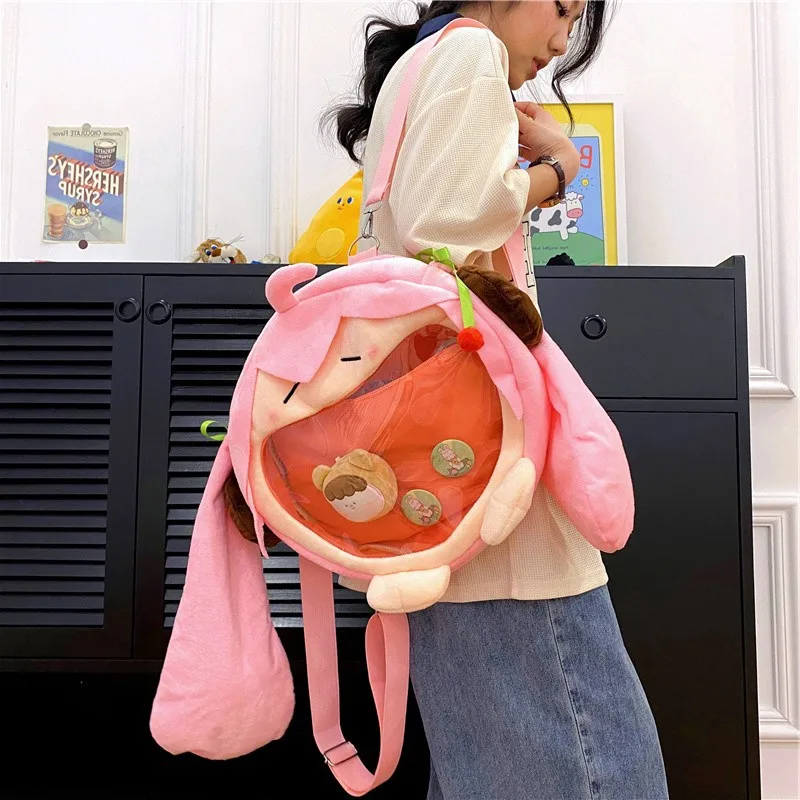 Large Capacity Kawaii Ita Bag Fashion New Cute Plush Toy Transparent Backpack Teenage Girls Canvas Long Ear School Bags
Large Capacity Kawaii Ita Bag Fashion New Cute Plush Toy Transparent Backpack Teenage Girls Canvas Long Ear School Bags