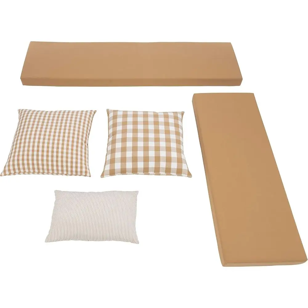 2 Piece Beige Nook Cushion Set with 3 Matching Accent Pillows
2 Piece Beige Nook Cushion Set with 3 Matching Accent Pillows