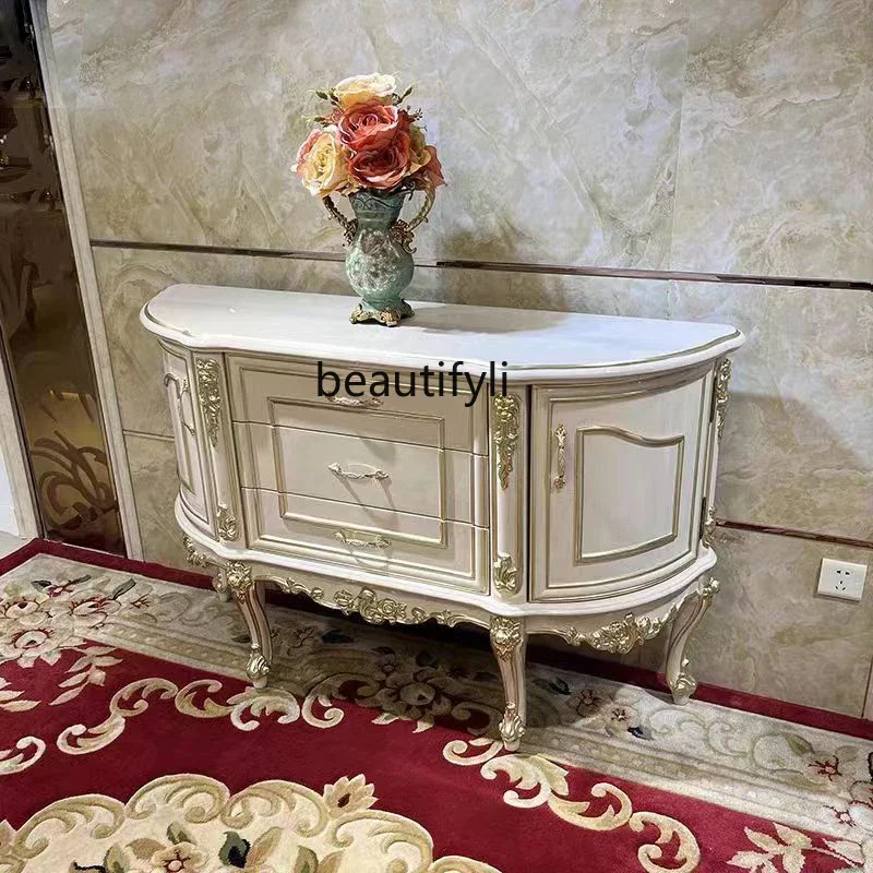 European solid wood entrance table, American villa neoclassical locker, living room engraved retro dark cabinet6005
European solid wood entrance table, American villa neoclassical locker, living room engraved retro dark cabinet6005