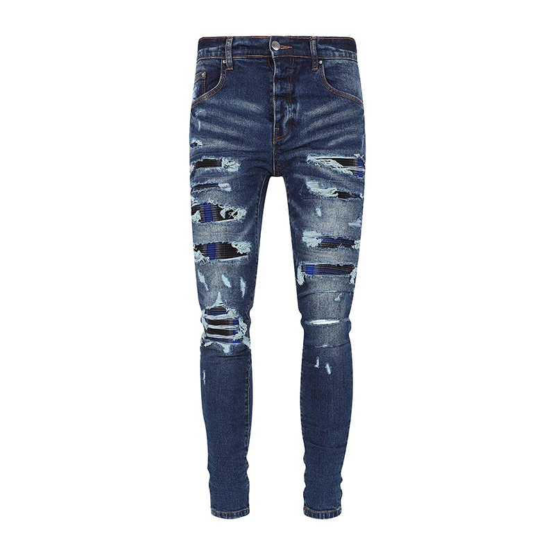 Fashion new Jeansy2k wrinkle resistant washed nostalgic stretch slim fit deep blue perforated patch jeans high street hip-hop br
Fashion new Jeansy2k wrinkle resistant washed nostalgic stretch slim fit deep blue perforated patch jeans high street hip-hop br