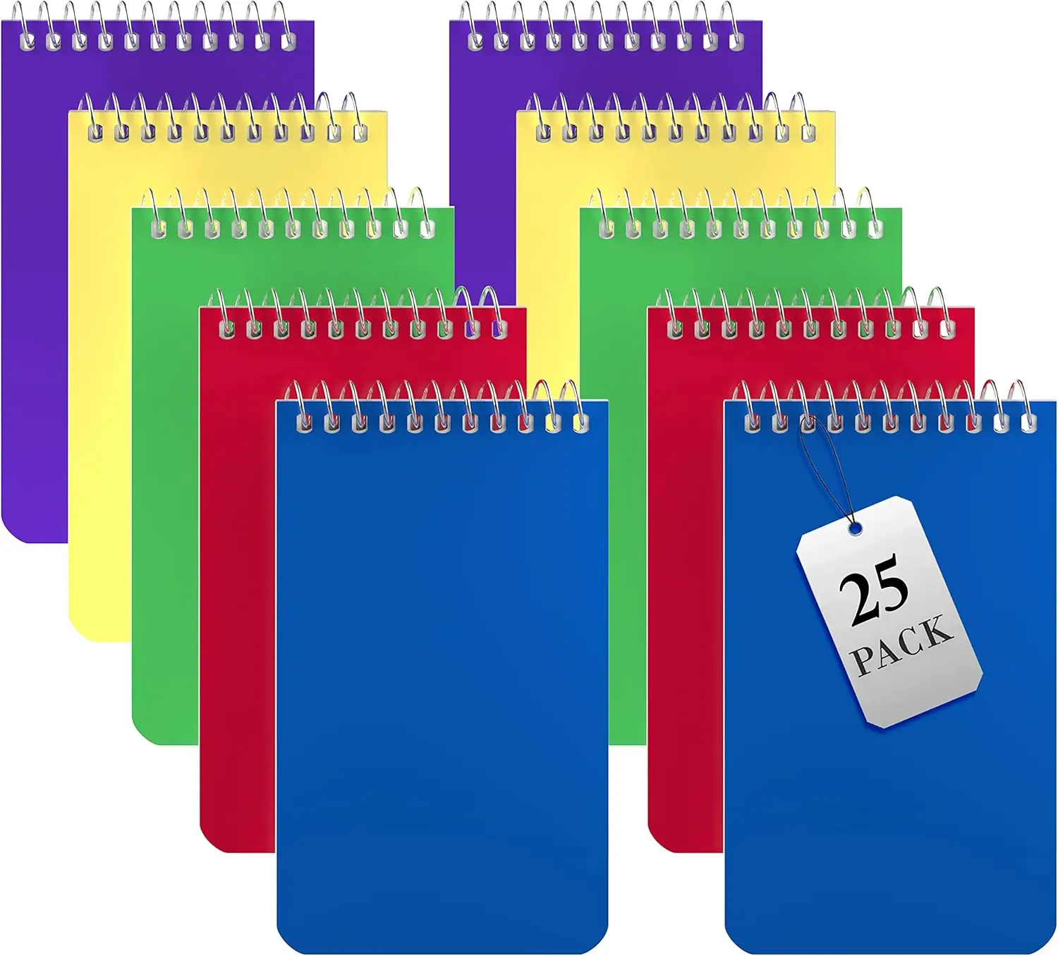 Small Notebooks 3x5, Spiral Notepads Bulk Pack of 25, Lined College Ruled, 75 Sheets Each, 5 Colors
Small Notebooks 3x5, Spiral Notepads Bulk Pack of 25, Lined College Ruled, 75 Sheets Each, 5 Colors