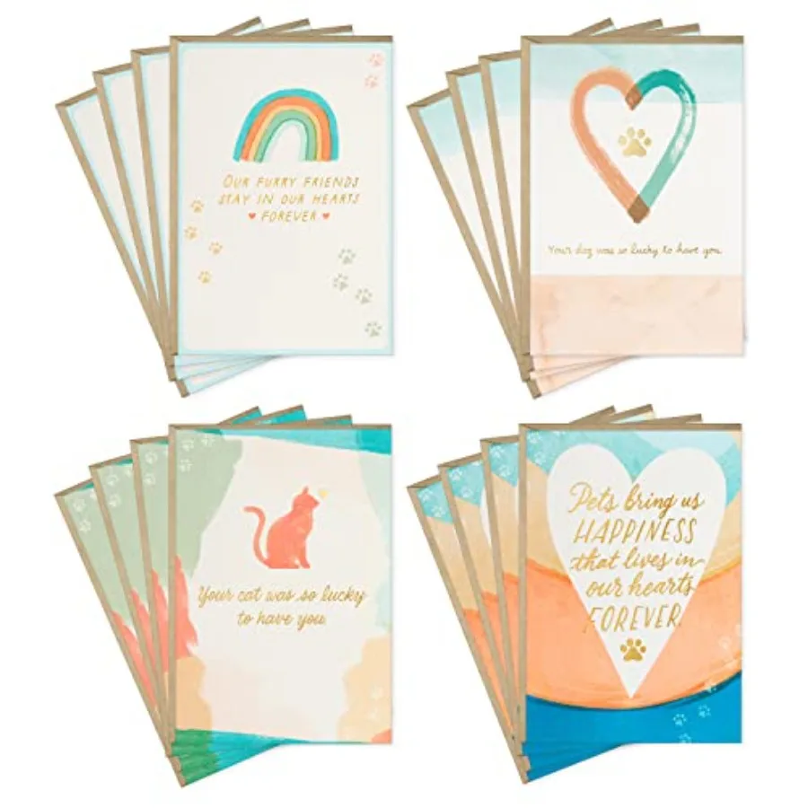 Pet Sympathy Cards Assortment, Hearts and Rainbows 16 Cards and Envelopes
Pet Sympathy Cards Assortment, Hearts and Rainbows 16 Cards and Envelopes