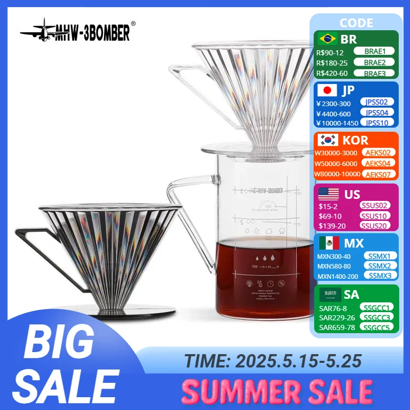 MHW-3BOMBER PC Coffee Dripper with Handle Drip Coffee Cone Filter 1-2 Cup/2-4 Cup Espresso Filter Cup Portable Barista Tools
MHW-3BOMBER PC Coffee Dripper with Handle Drip Coffee Cone Filter 1-2 Cup/2-4 Cup Espresso Filter Cup Portable Barista Tools