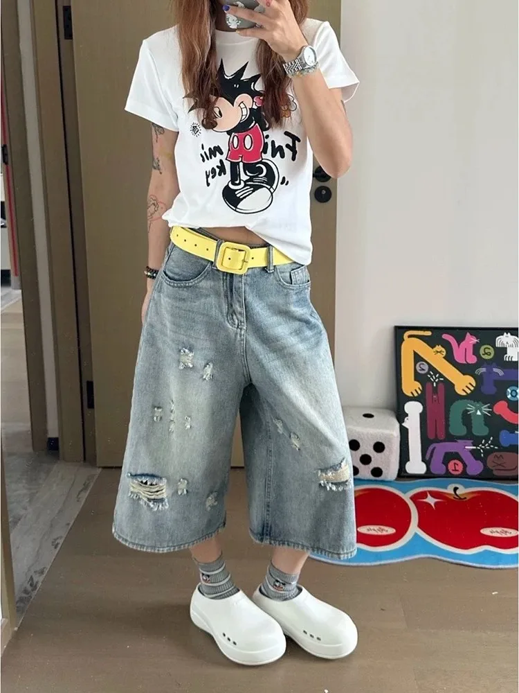 Retro American Hole Seven-Five Jeans Women Summer High Waist Slim Eight-Five Middle Pants Wide Leg Six-Five Poplar Shorts
Retro American Hole Seven-Five Jeans Women Summer High Waist Slim Eight-Five Middle Pants Wide Leg Six-Five Poplar Shorts