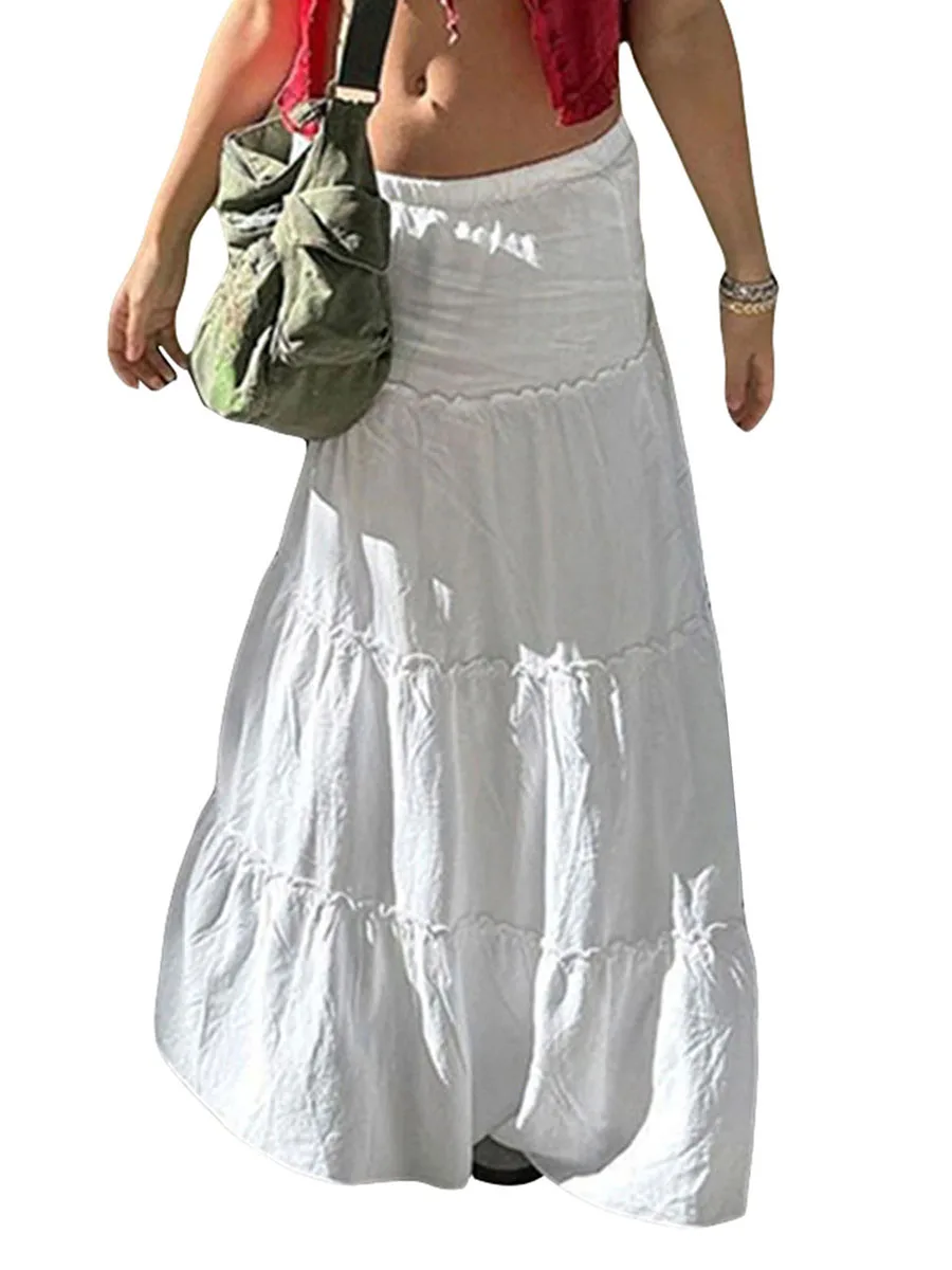 Vacation Elegant Women's Summer Midi Skirt White Elastic Band Tiered Ruffle Boho Beach Skirt Streetwear
Vacation Elegant Women's Summer Midi Skirt White Elastic Band Tiered Ruffle Boho Beach Skirt Streetwear