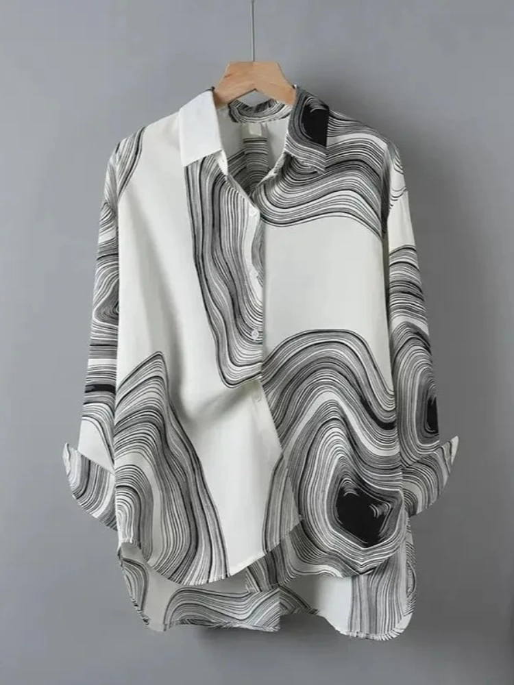 Hikigawa Summer Loose Chic Fashion Blouse Turn Down Collar Vintage Tie Dye Elegant Shirt All Match Casual Blusas Mujer De Moda
Hikigawa Summer Loose Chic Fashion Blouse Turn Down Collar Vintage Tie Dye Elegant Shirt All Match Casual Blusas Mujer De Moda