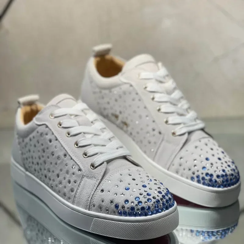 Fashion Low Cut Shoes For Men Luxury Trainers Driving Spiked Bar Female Rivets Crystal Beige White Suede Genuine Leather
Fashion Low Cut Shoes For Men Luxury Trainers Driving Spiked Bar Female Rivets Crystal Beige White Suede Genuine Leather