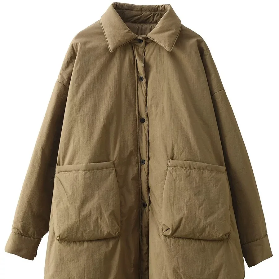 Retro Texture Thiened Cotton Jaet Women's Winter Coat with Large kets Mid-Length Warm Cotton Padded Outerwear
Retro Texture Thiened Cotton Jaet Women's Winter Coat with Large kets Mid-Length Warm Cotton Padded Outerwear