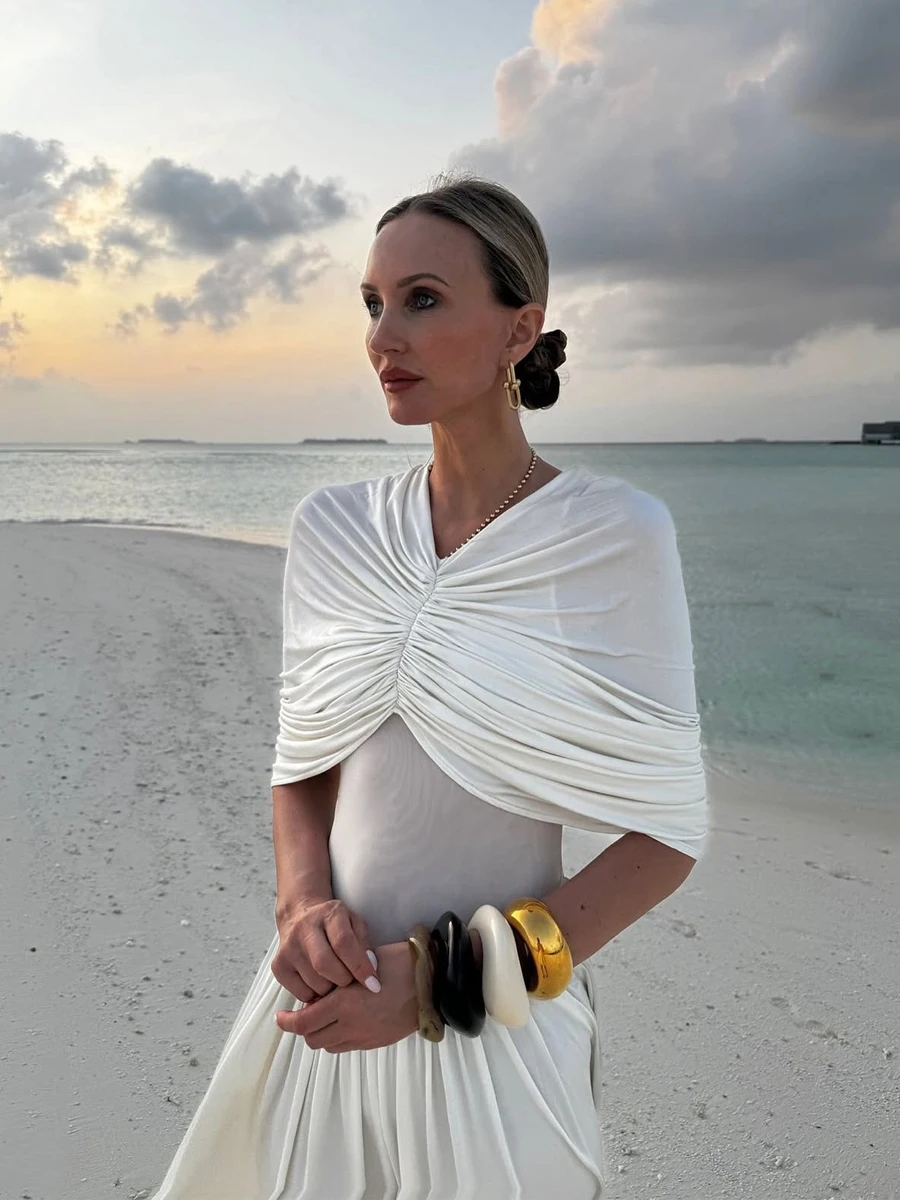Elegant Women Shawl Pleated Maxi Dress White Party Evening Gown Slim High Fashion Waist Dress Long Lady Robe Summer Verstidos
Elegant Women Shawl Pleated Maxi Dress White Party Evening Gown Slim High Fashion Waist Dress Long Lady Robe Summer Verstidos