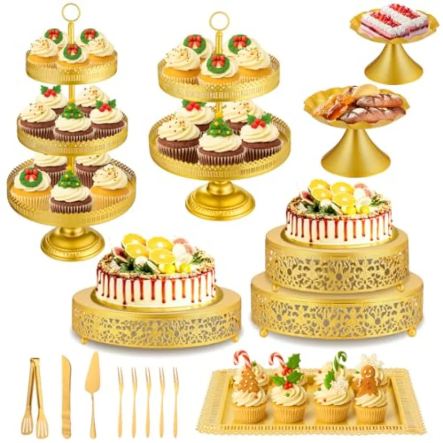 16 Pcs Gold Cake Stand Set Metal Dessert Display Set Tiered Cupcake Holder Square Serving Trays Round Tower Tray Platter for We
16 Pcs Gold Cake Stand Set Metal Dessert Display Set Tiered Cupcake Holder Square Serving Trays Round Tower Tray Platter for We