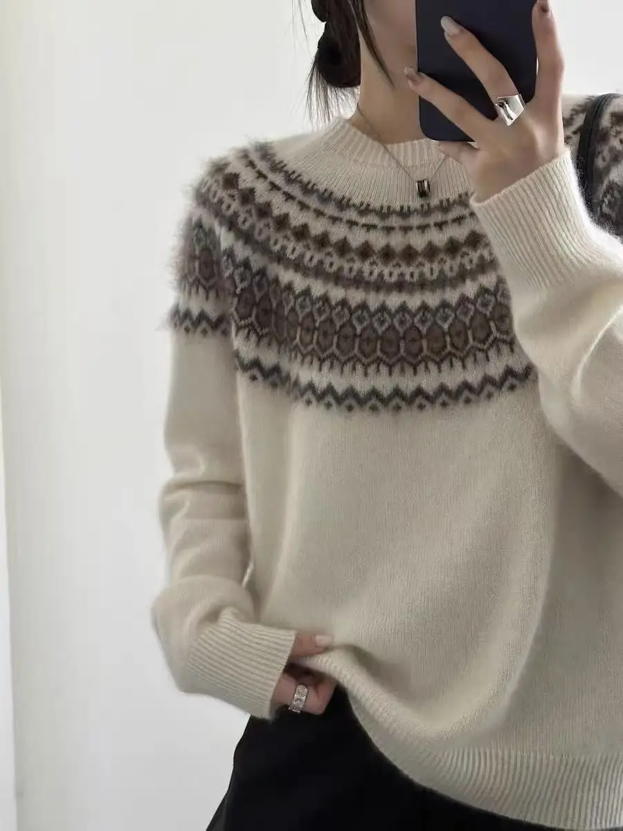 Осенне-зимний вязаный шерстяной свитер женский свободного кроя с вышивкой в стиле фейр-айл, мягкий, длинный, с круглым вырезом...
Осенне-зимний вязаный шерстяной свитер женский свободного кроя с вышивкой в стиле фейр-айл, мягкий, длинный, с круглым вырезом...