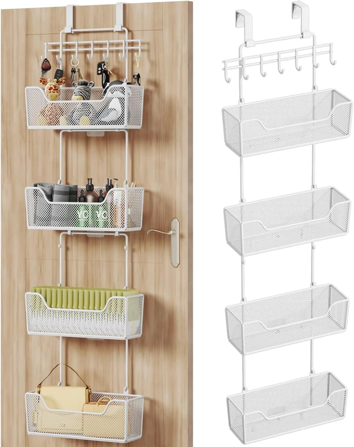 Over Door Organizer with 4 Large Mesh Baskets and Adjustable Hooks for Bathroom Bedroom Kitchen Storage
Over Door Organizer with 4 Large Mesh Baskets and Adjustable Hooks for Bathroom Bedroom Kitchen Storage
