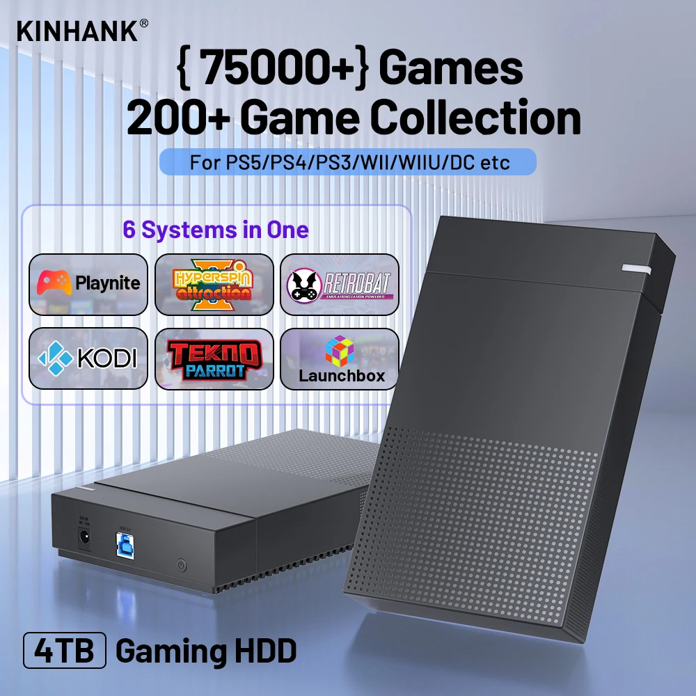 Kinhank Super Console 4TB Gaming HDD with Hyperspin Launchbox Retrobat with 75000+ Retro Video Games for PS5/PS4/PS3/WII/WIIUetc 
Kinhank Super Console 4TB Gaming HDD with Hyperspin Launchbox Retrobat with 75000+ Retro Video Games for PS5/PS4/PS3/WII/WIIUetc