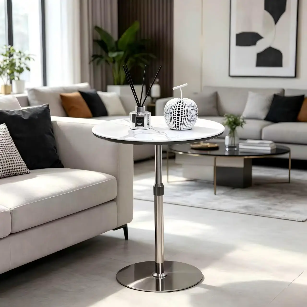HYS light luxury stainless steel liftable side table sofa side table household coffee table living room balcony bedroom
HYS light luxury stainless steel liftable side table sofa side table household coffee table living room balcony bedroom