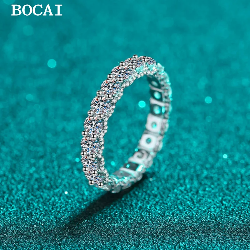BOCAI S925 Sterling Silver Ring Plated With PT950 Gold Inlaid With Moissanite Ring Women's Gift
BOCAI S925 Sterling Silver Ring Plated With PT950 Gold Inlaid With Moissanite Ring Women's Gift
