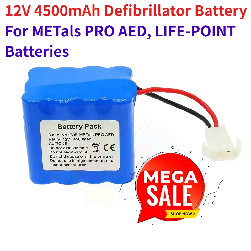 High-Performance 12V 4500mAh Defibrillator Battery for METals PRO AED, LIFE-POINT Batteries
High-Performance 12V 4500mAh Defibrillator Battery for METals PRO AED, LIFE-POINT Batteries