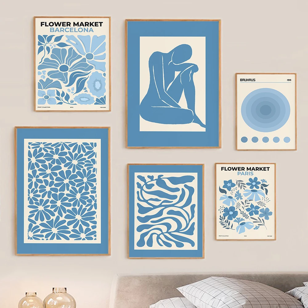 Blue Gallery Wall Art Set Print Blue Flower Market Poster Abstract Canvas Painting Poster Print Pictures For Living Room Decor
Blue Gallery Wall Art Set Print Blue Flower Market Poster Abstract Canvas Painting Poster Print Pictures For Living Room Decor
