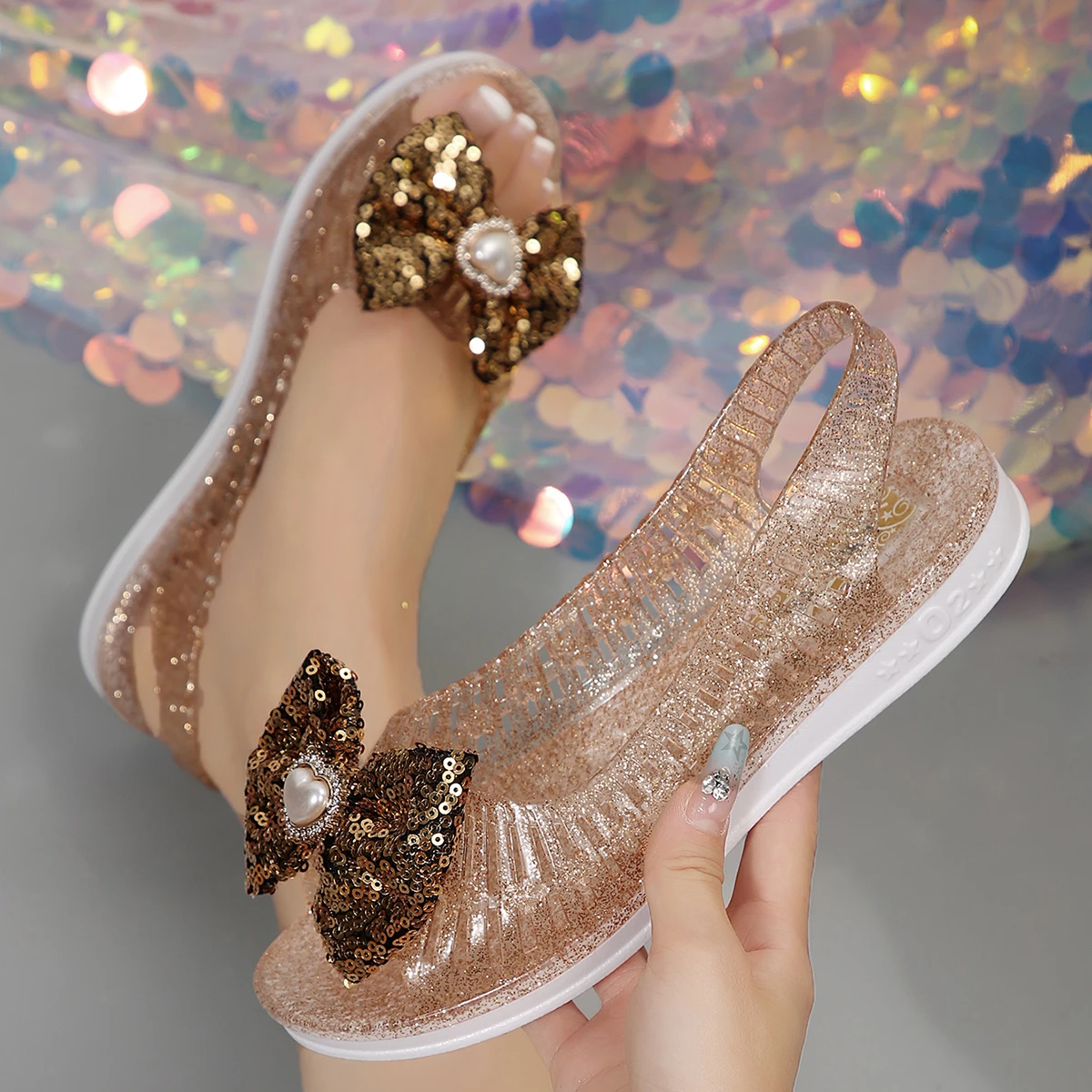 2025 New Women's Colorful Sequin Bow Glitter Jelly Sandals, Summer Hollow Out Flat Slingback Beach Shoes
2025 New Women's Colorful Sequin Bow Glitter Jelly Sandals, Summer Hollow Out Flat Slingback Beach Shoes