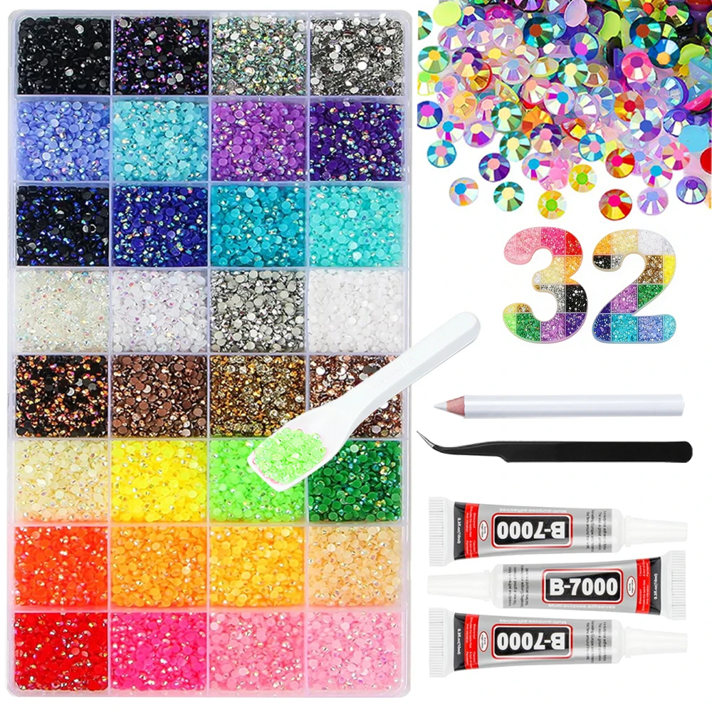 32 Colors of Resin Jelly Gems 3mm Flatback Rhinestones for Crafts, with 3 Bottles of B7000 Glue for Clothing Shoes Nails
32 Colors of Resin Jelly Gems 3mm Flatback Rhinestones for Crafts, with 3 Bottles of B7000 Glue for Clothing Shoes Nails