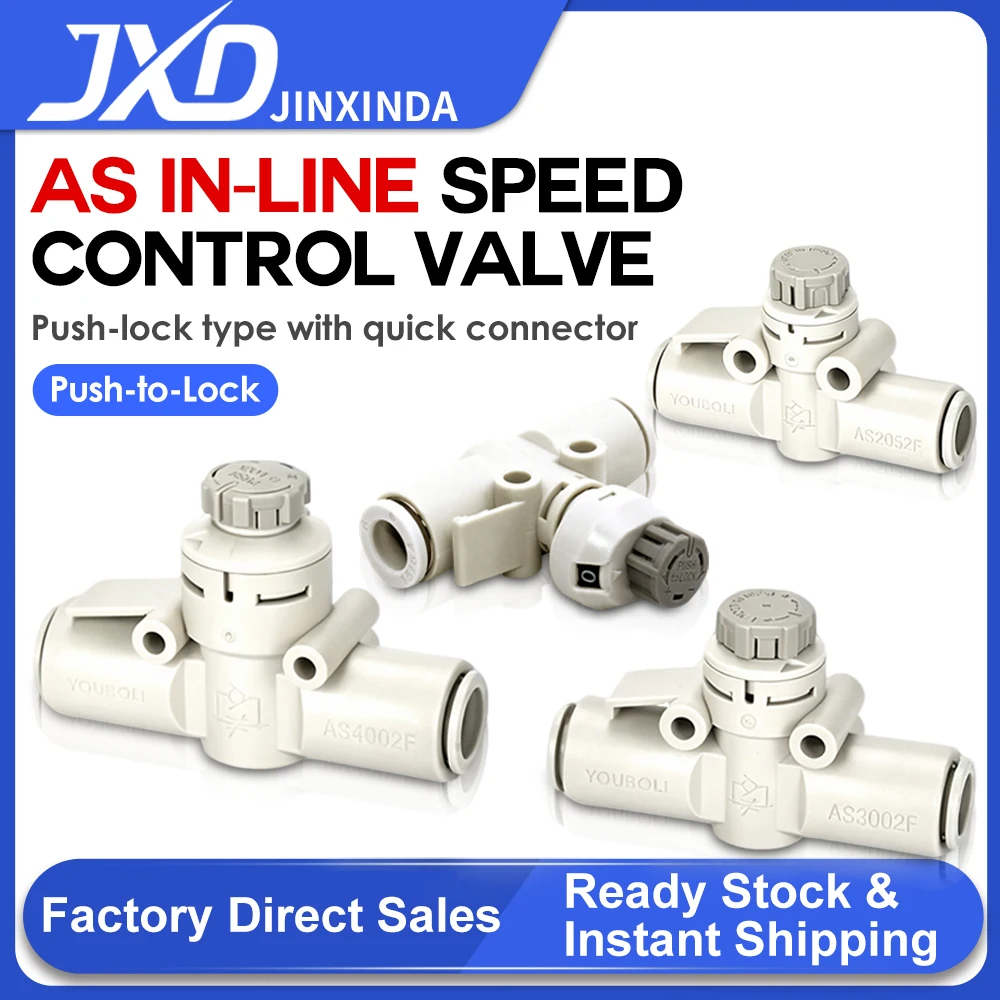 JXD Pneumatic Air Fitting Flow Control Valve AS2002F-04A AS2052F-06A AS3002F-08A Straight Inline Speed Regulator Pipe Connector
JXD Pneumatic Air Fitting Flow Control Valve AS2002F-04A AS2052F-06A AS3002F-08A Straight Inline Speed Regulator Pipe Connector