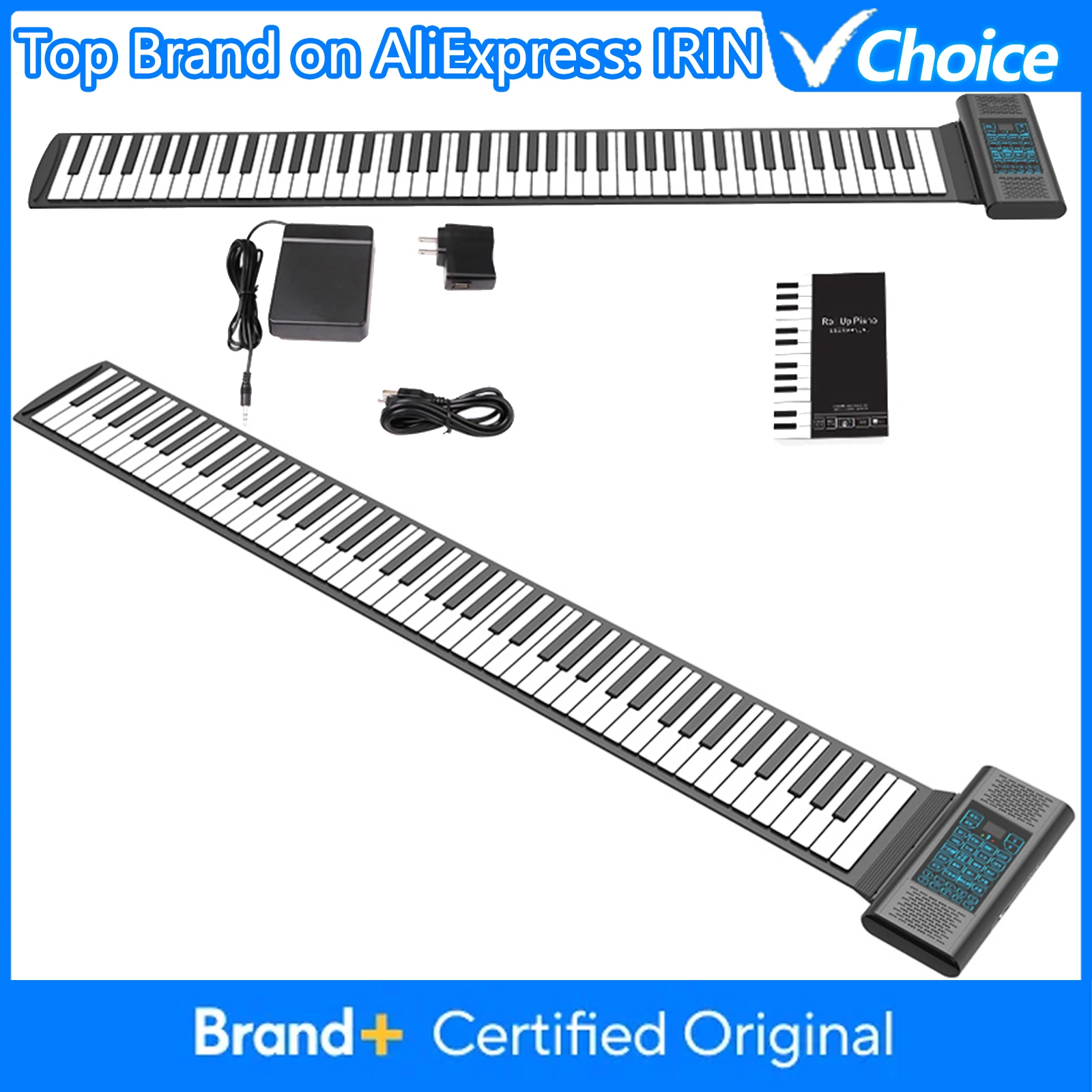 IRIN 88-Key Hand Roll Piano PS88A Portable Foldable Silicone Keyboard with Real Piano Feel 128 Tones/Rhythms for Travel Practice
IRIN 88-Key Hand Roll Piano PS88A Portable Foldable Silicone Keyboard with Real Piano Feel 128 Tones/Rhythms for Travel Practice