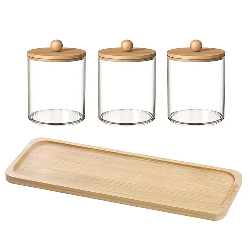 Прозрачный контейнер для ванной комнаты (набор из 4 шт.), держатель для 3 ватных палочек/шариков/подушечек, бамбуковый лоток для туалетного столика, аптекарская банка с бамбуковой крышкой
Прозрачный контейнер для ванной комнаты (набор из 4 шт.), держатель для 3 ватных палочек/шариков/подушечек, бамбуковый лоток для туалетного столика, аптекарская банка с бамбуковой крышкой